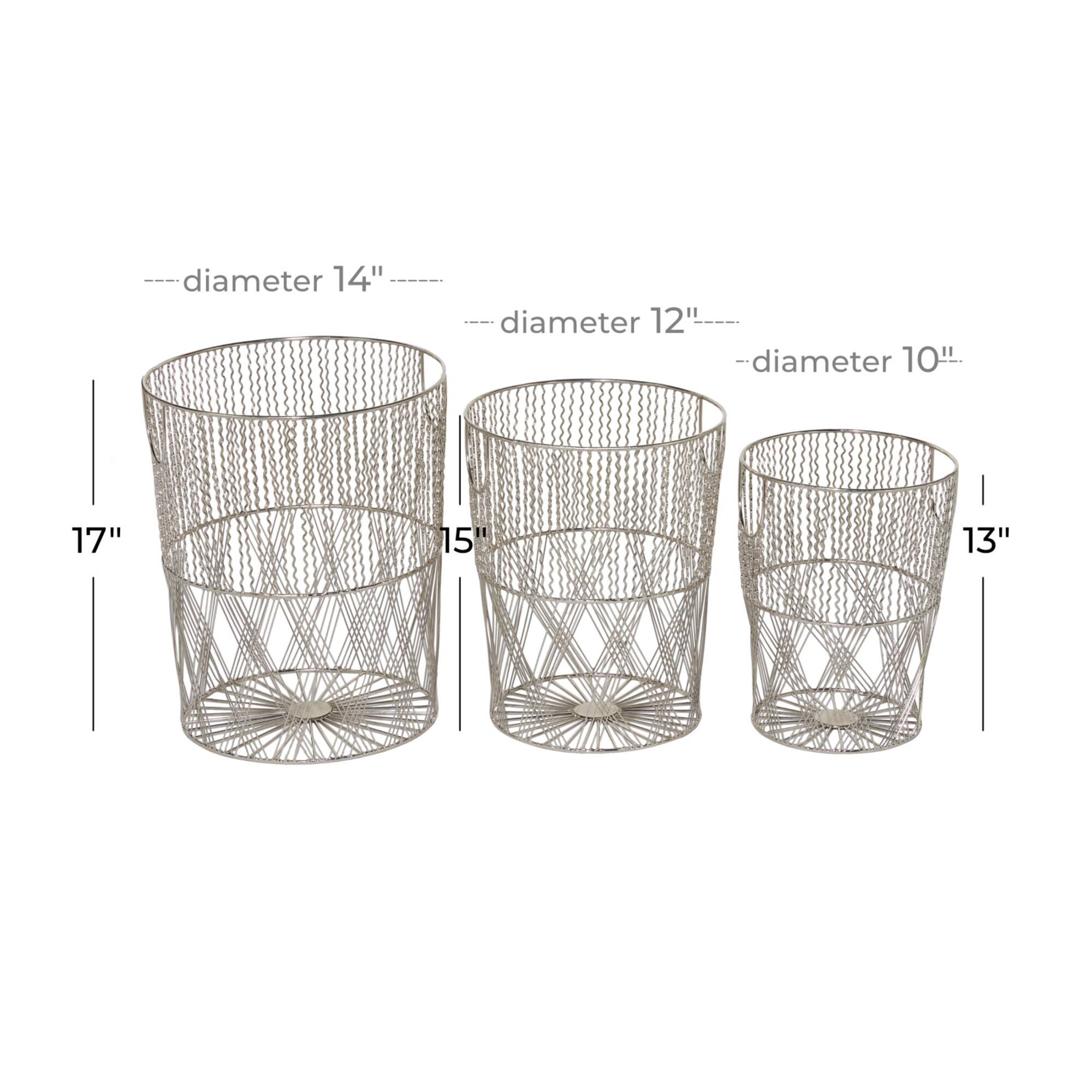 Silver Metal Contemporary Storage Basket Set
